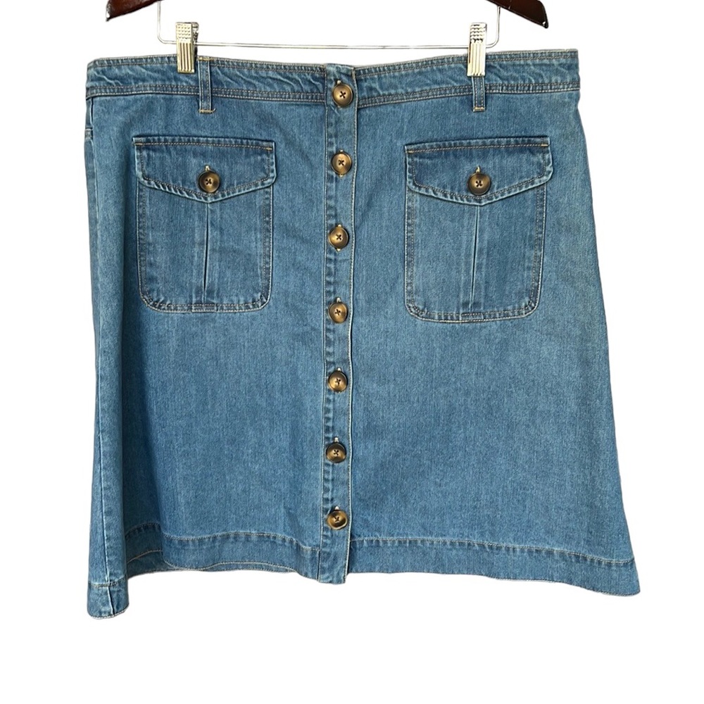 Sundance Classic Blue Button-Front Skirt